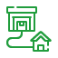 An icon showing a link from store to house