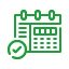 Workshop Calendar icon in forest green outline