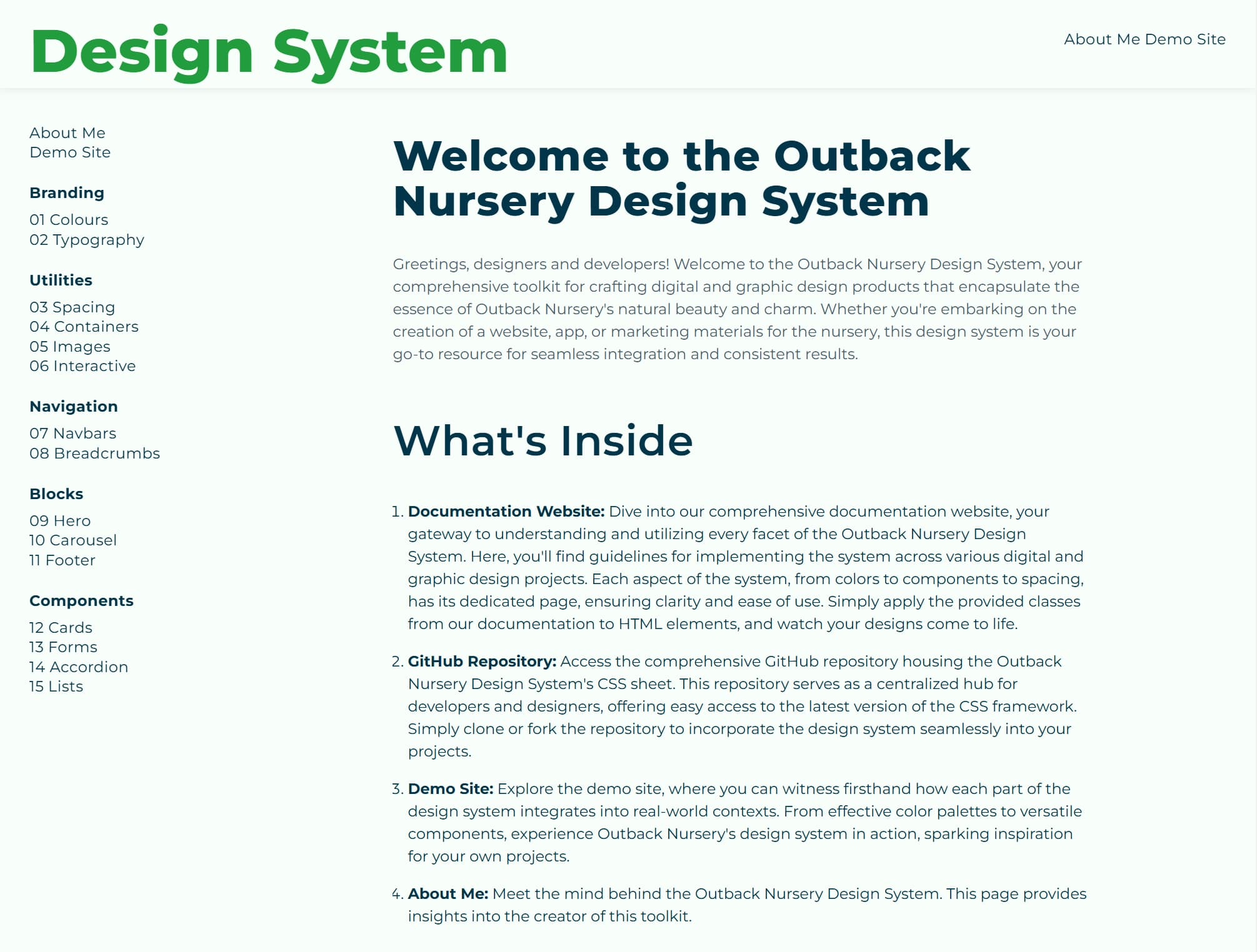 Design System for Outback Nursery